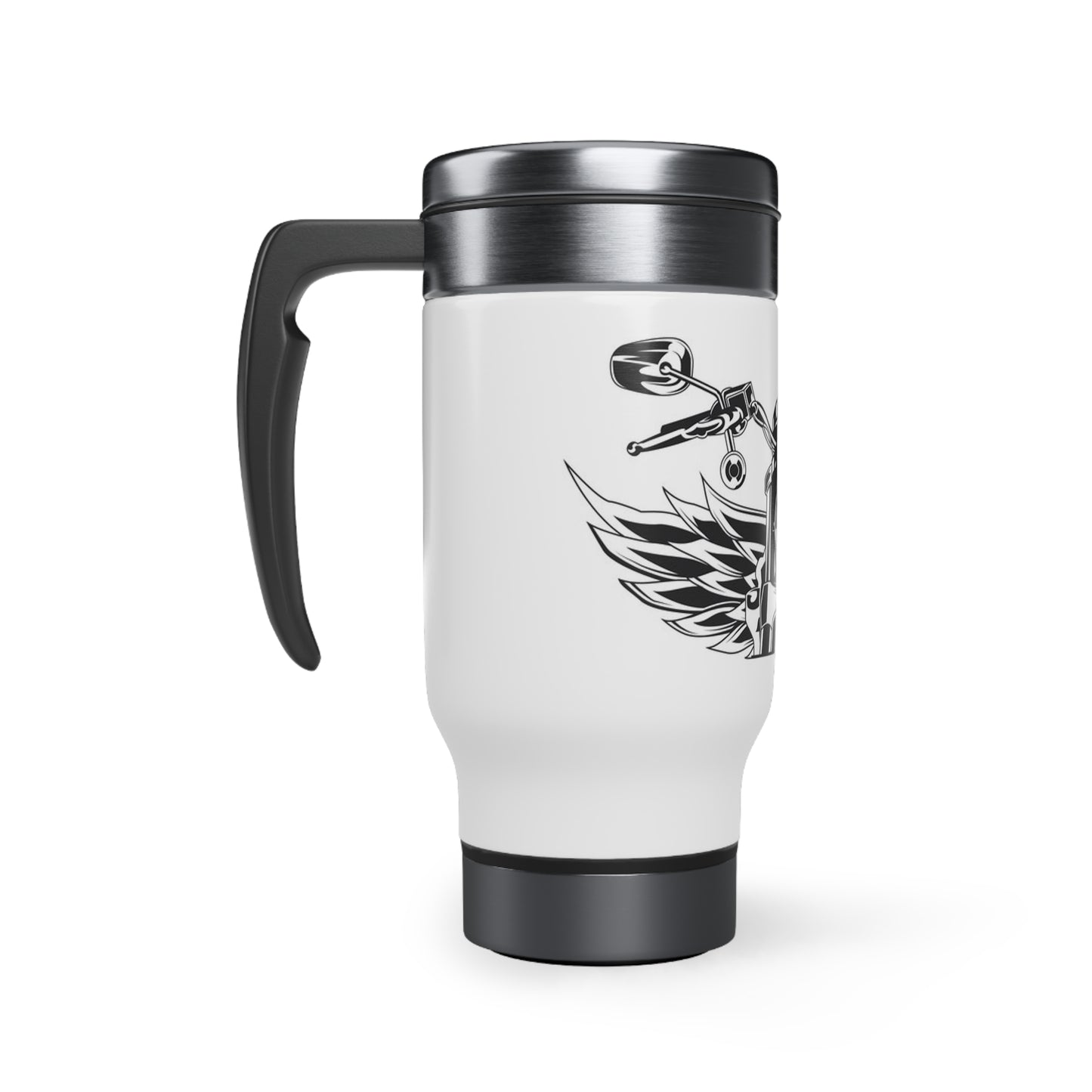 Ride with God Stainless Steel Travel Mug with Handle, 14oz