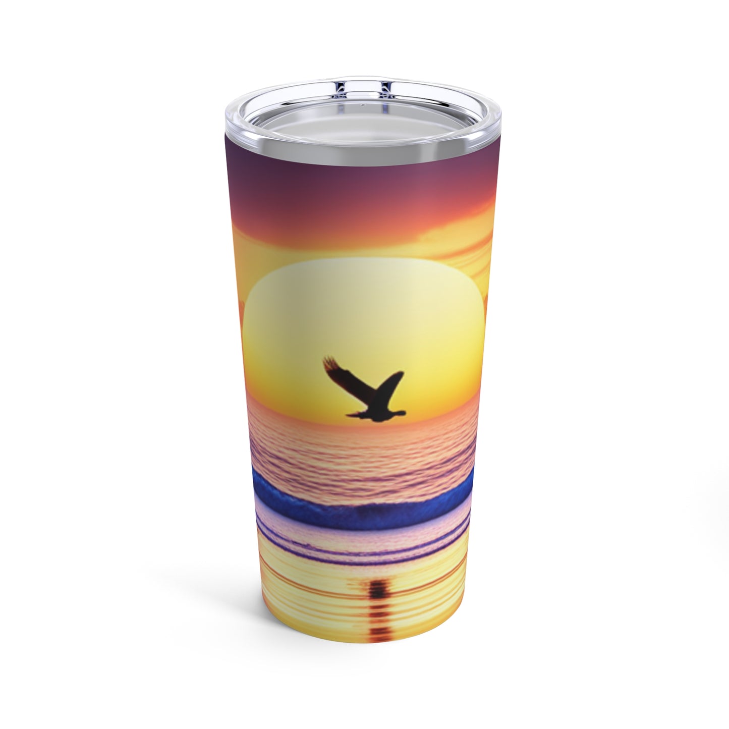 Heavenly Sunset on the beach with an eagle Tumbler 20oz