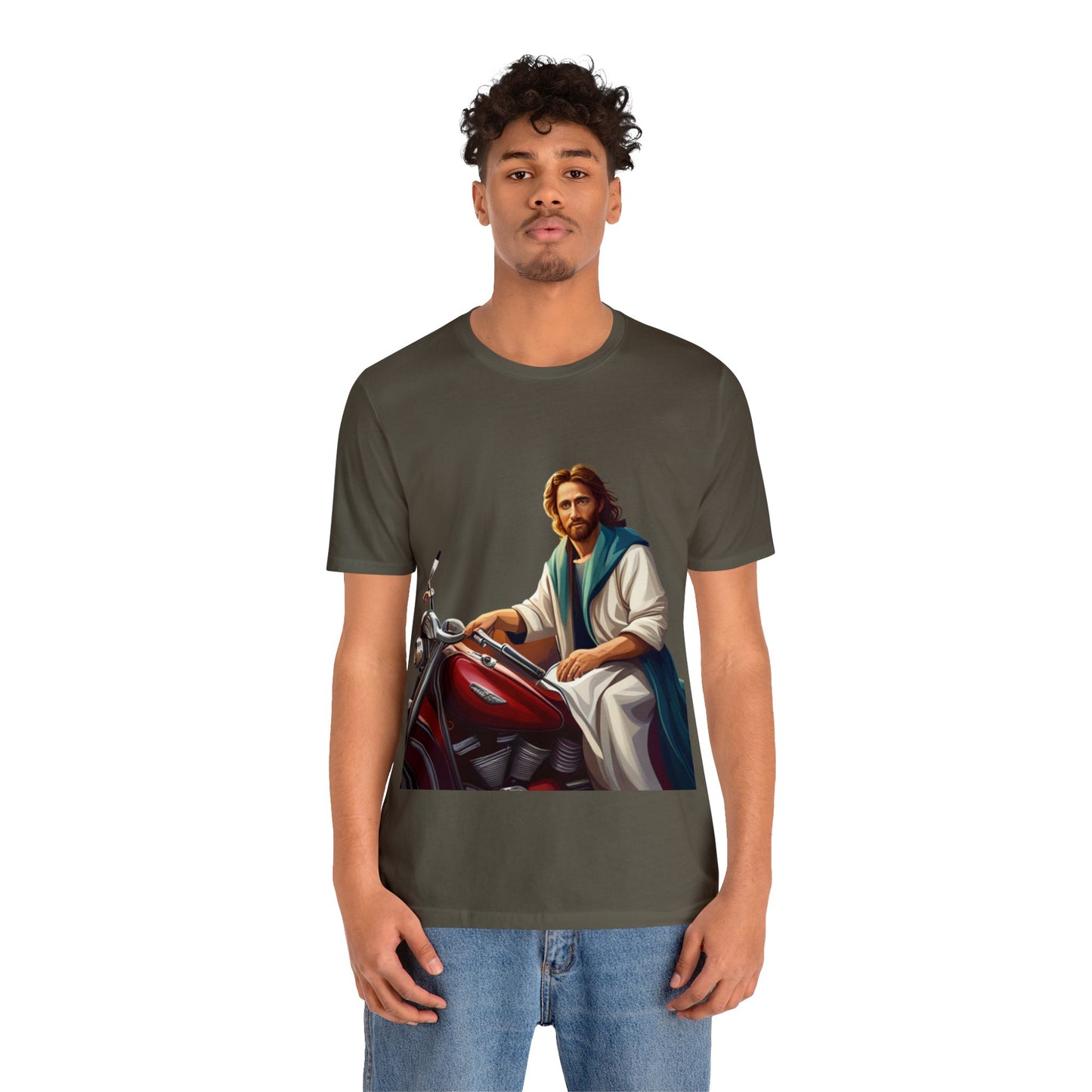 Jesus Takes Wheel Motorcycle Short Sleeve Tee