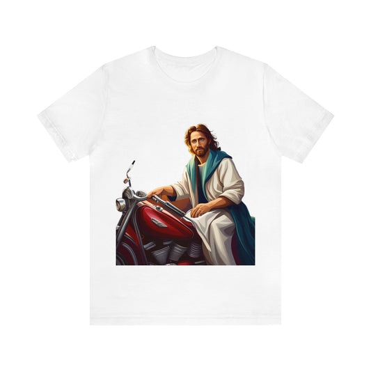 Jesus Takes Wheel Motorcycle Short Sleeve Tee