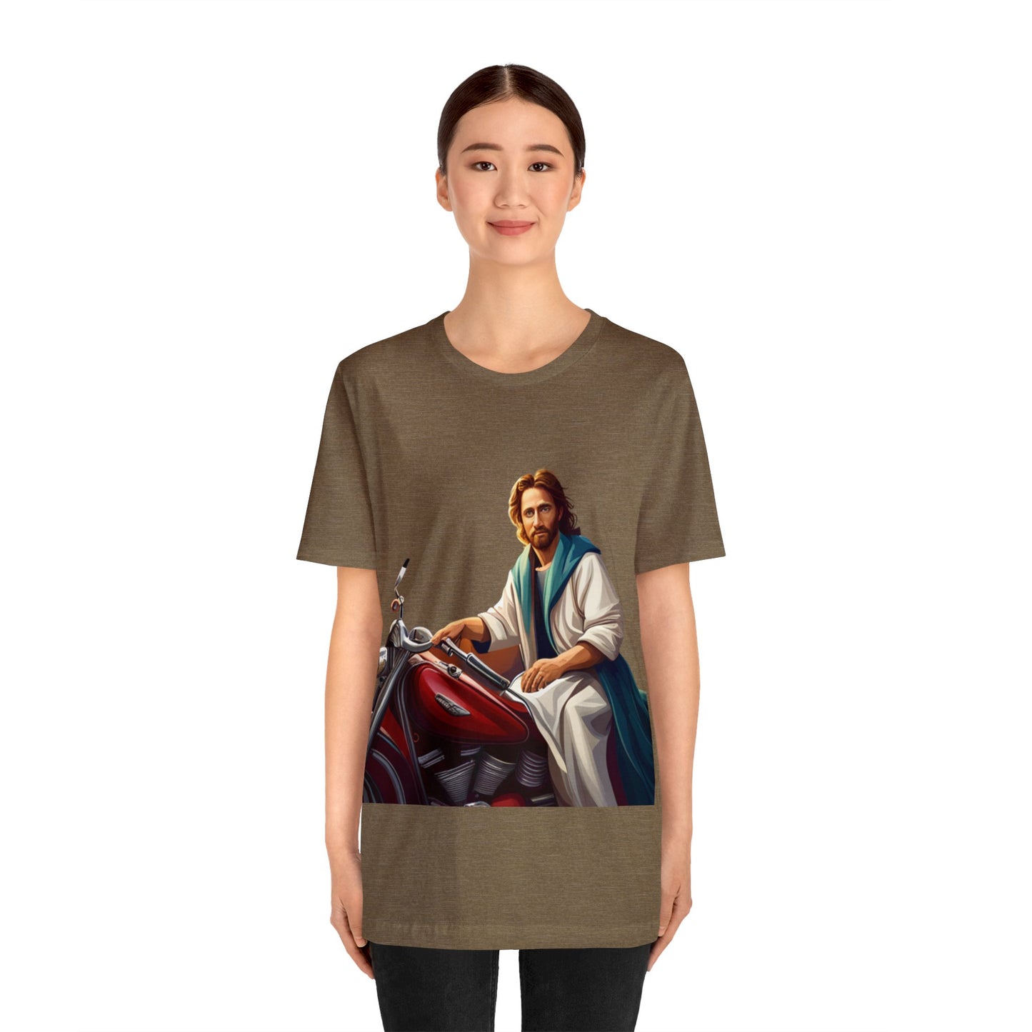 Jesus Takes Wheel Motorcycle Short Sleeve Tee