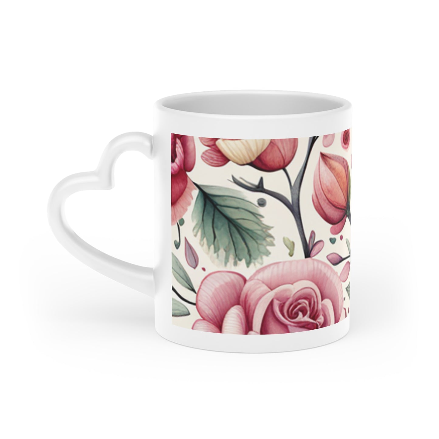 Heart-Shaped Mug with Flowers