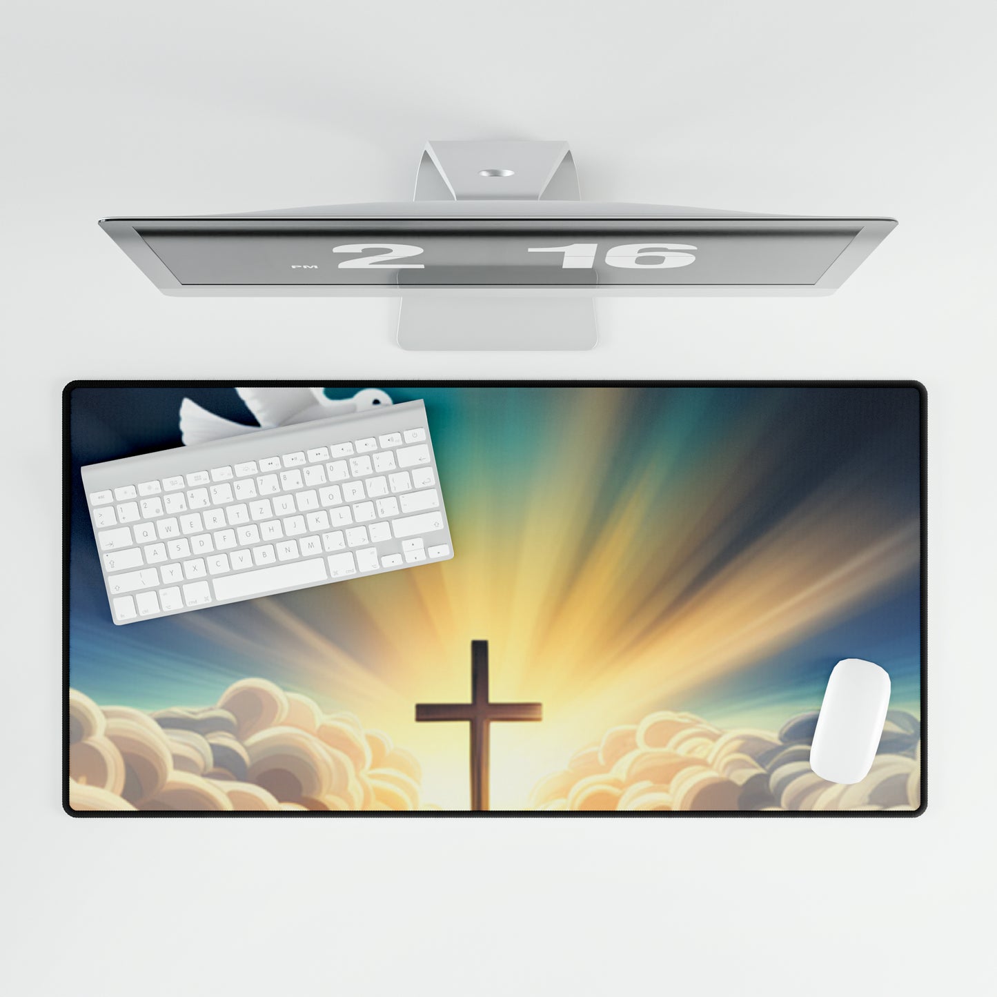 Heavenly Sky with a Dove Desk Mats