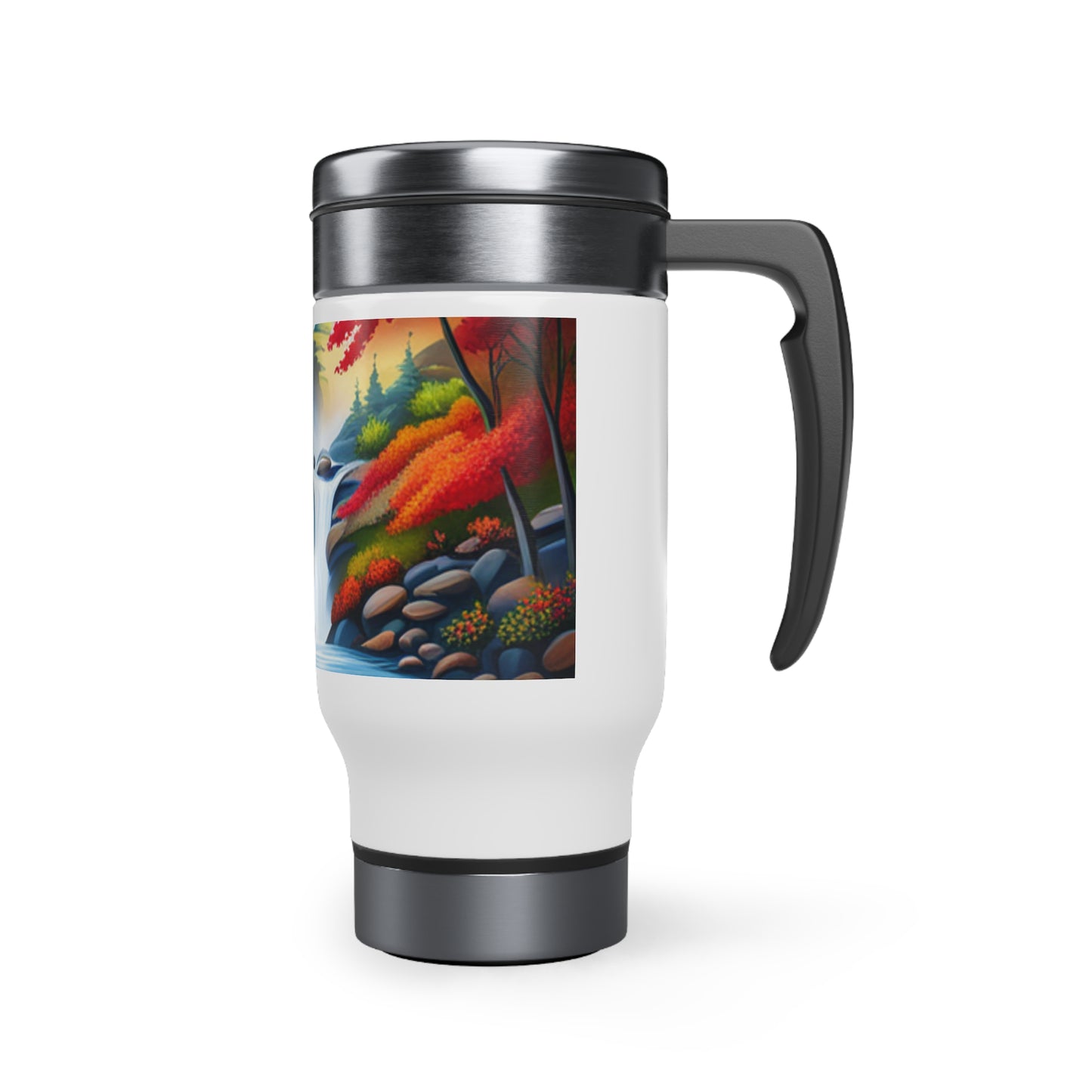 Waterfall with heavenly Blue Sky Stainless Steel Travel Mug with Handle, 14oz