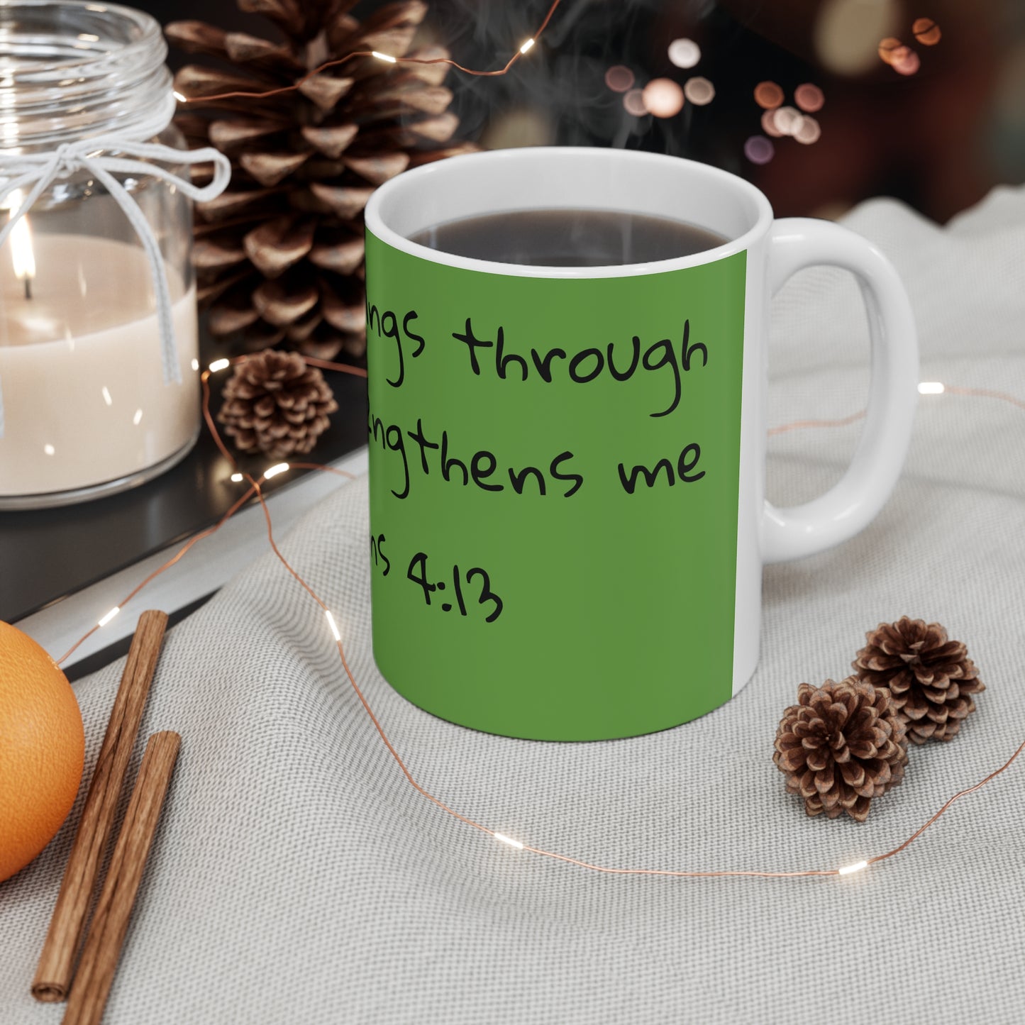 Light Green Philippians 4:13 Ceramic Mug 11oz