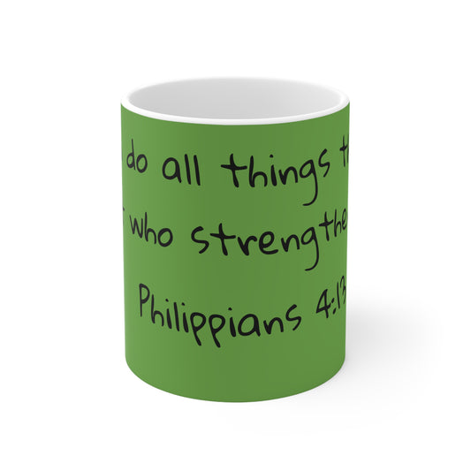 Light Green Philippians 4:13 Ceramic Mug 11oz