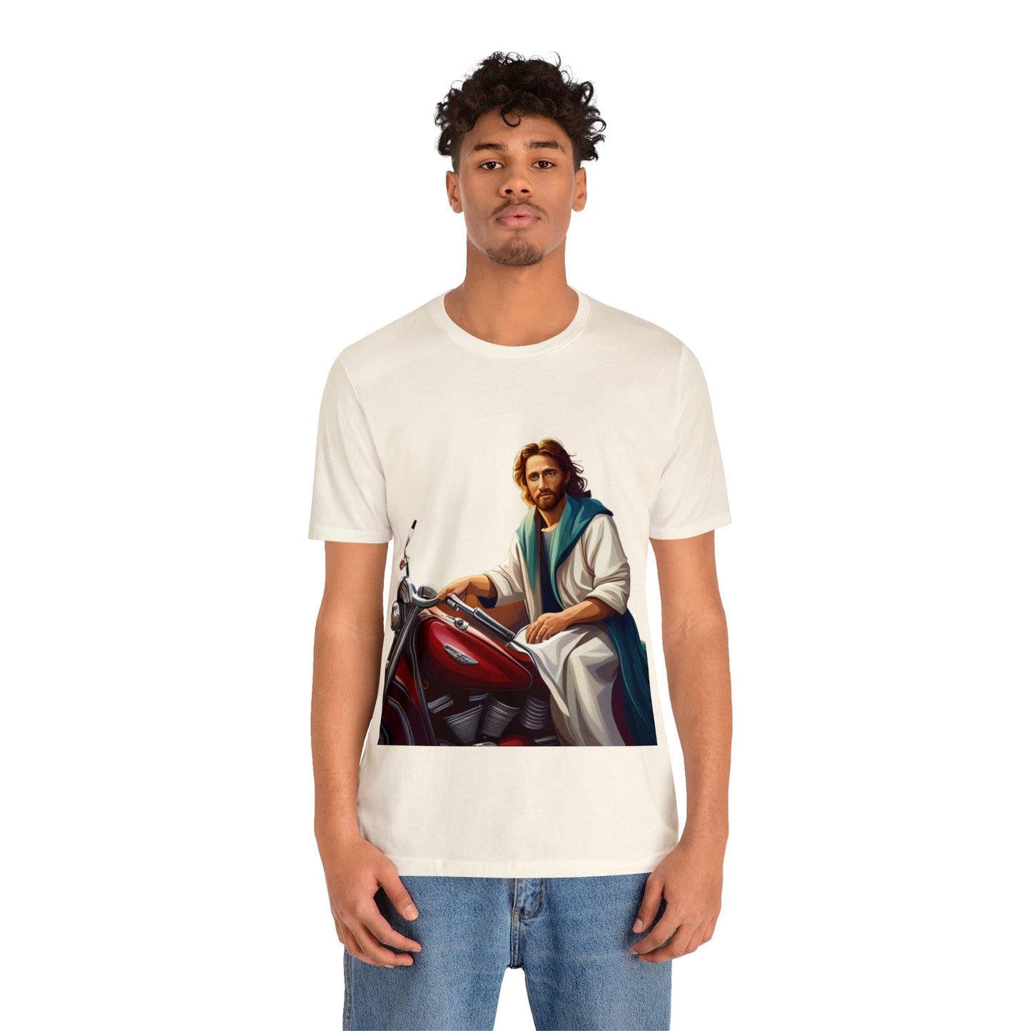 Jesus Takes Wheel Motorcycle Short Sleeve Tee