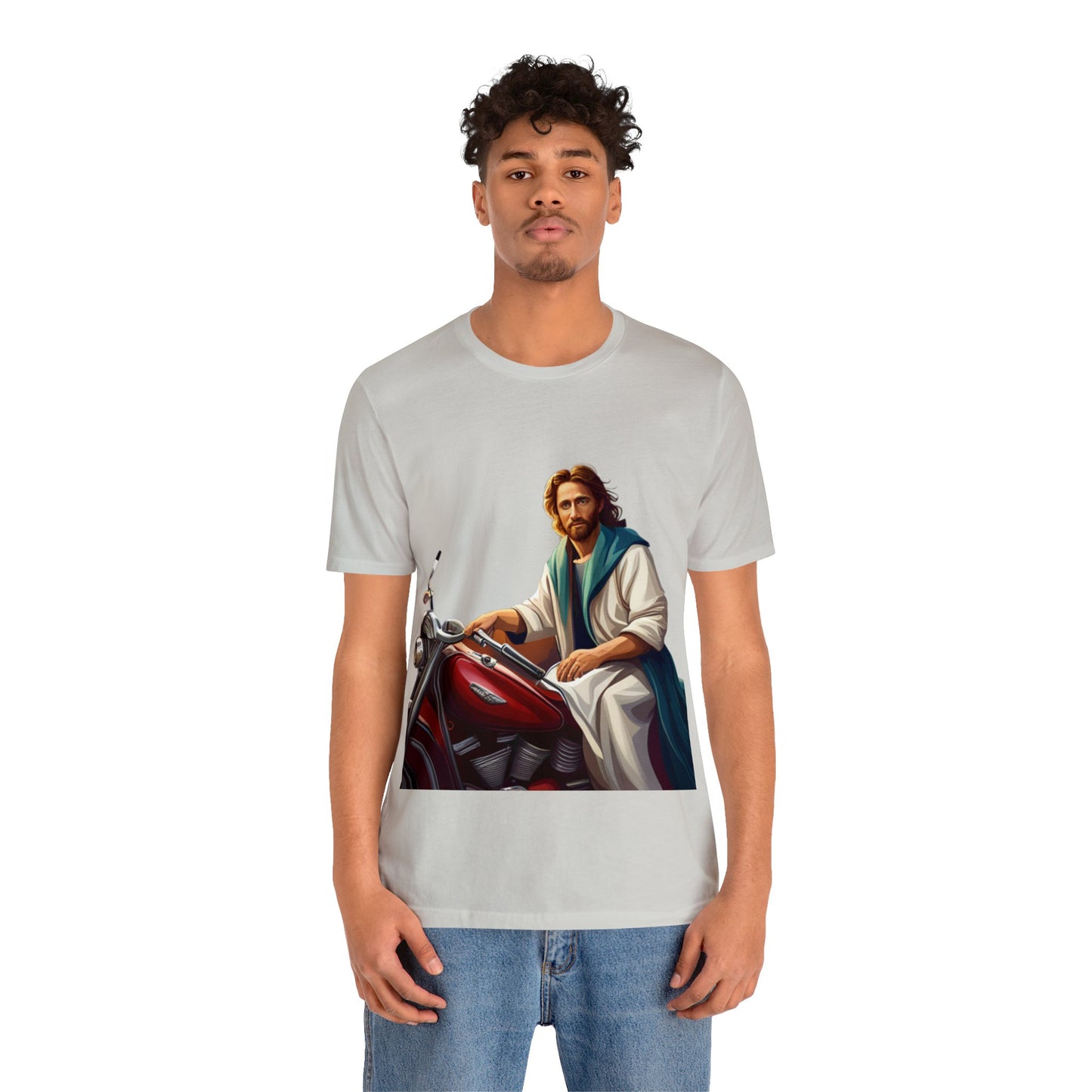 Jesus Takes Wheel Motorcycle Short Sleeve Tee