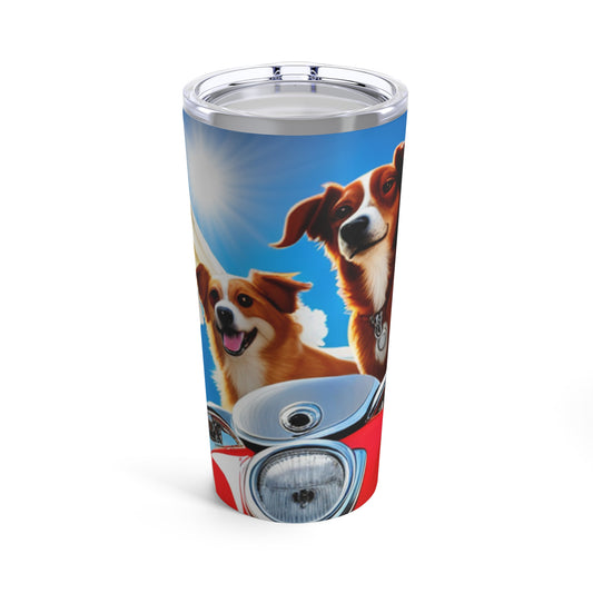 Two Dogs racing towards heaven Tumbler 20oz