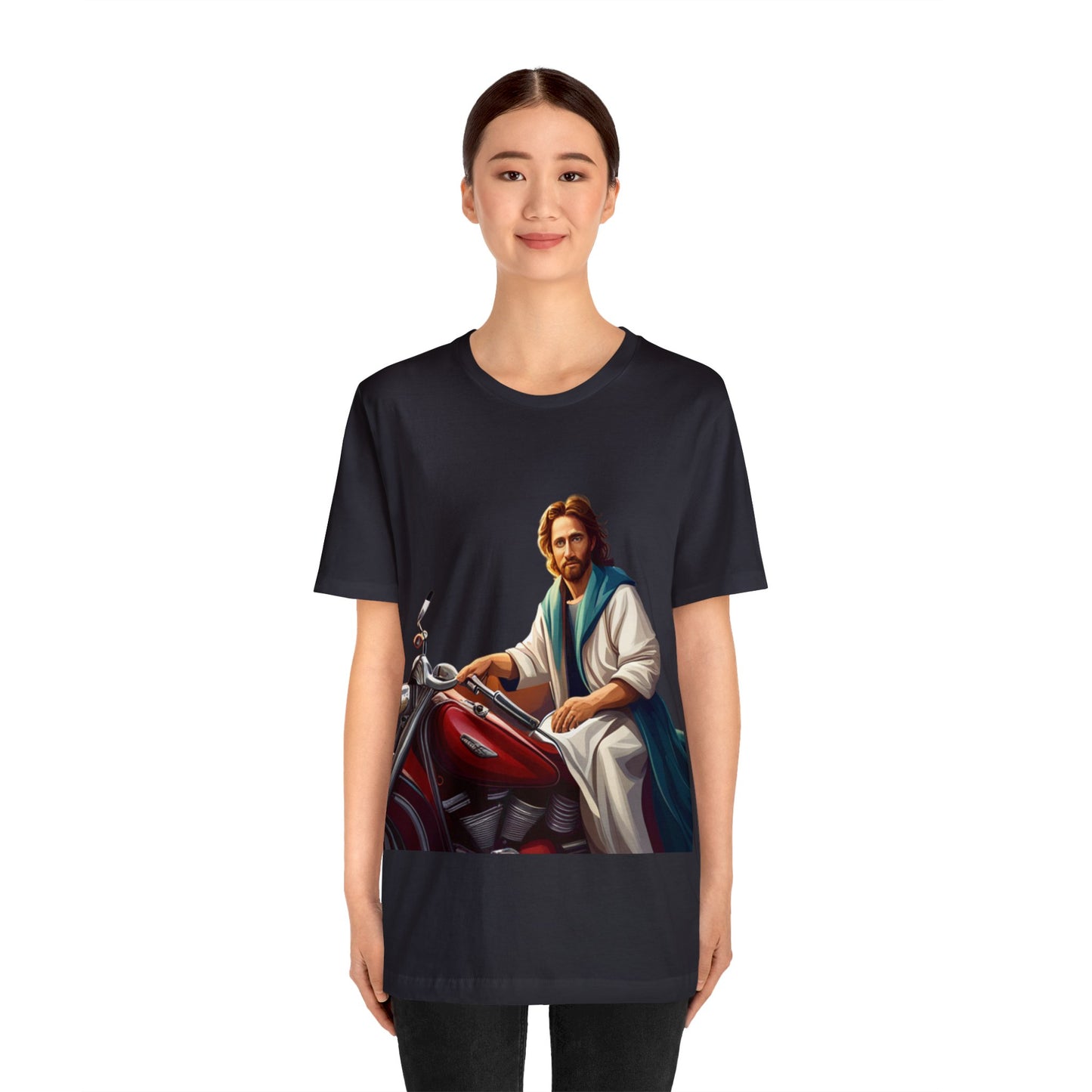 Jesus Takes Wheel Motorcycle Short Sleeve Tee