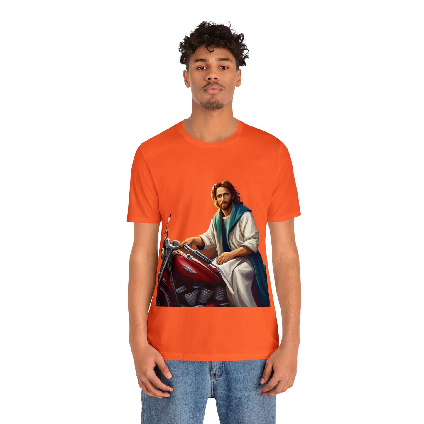 Jesus Takes Wheel Motorcycle Short Sleeve Tee