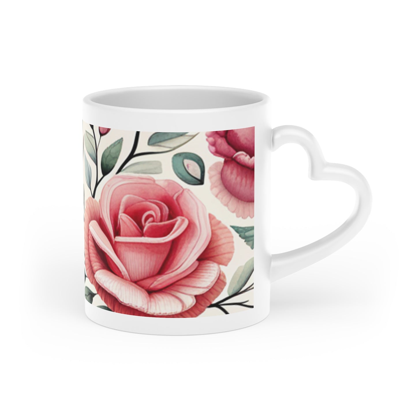 Heart-Shaped Mug with Flowers