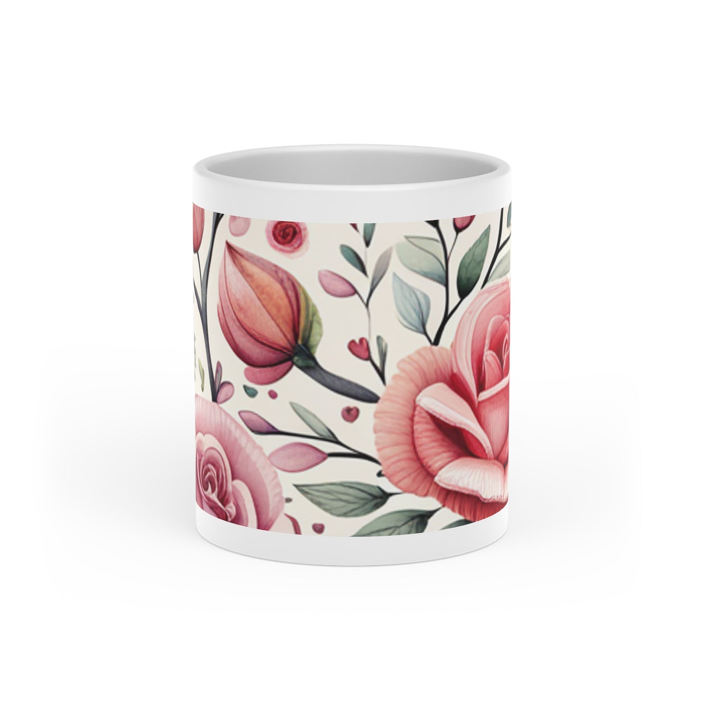 Heart-Shaped Mug with Flowers