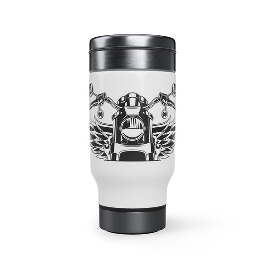 Ride with God Stainless Steel Travel Mug with Handle, 14oz