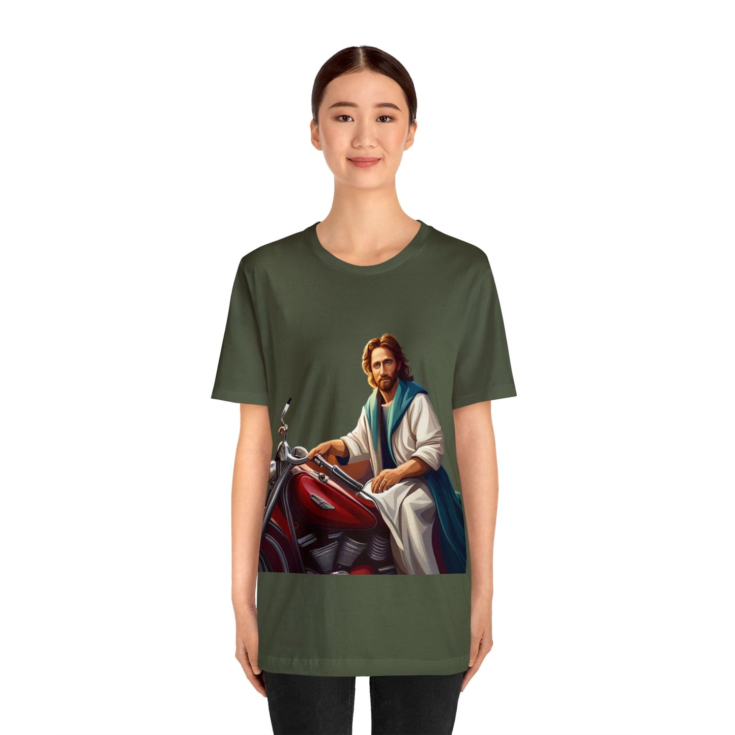 Jesus Takes Wheel Motorcycle Short Sleeve Tee