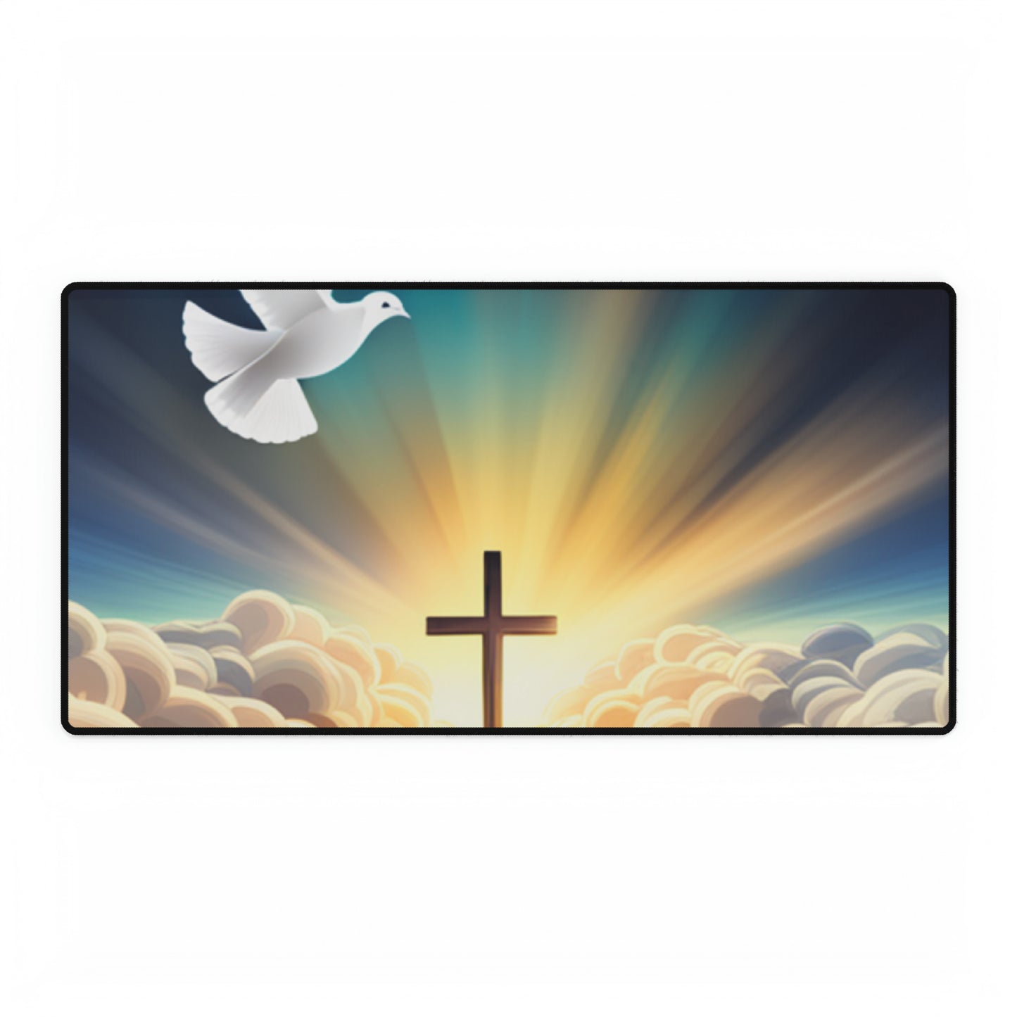 Heavenly Sky with a Dove Desk Mats