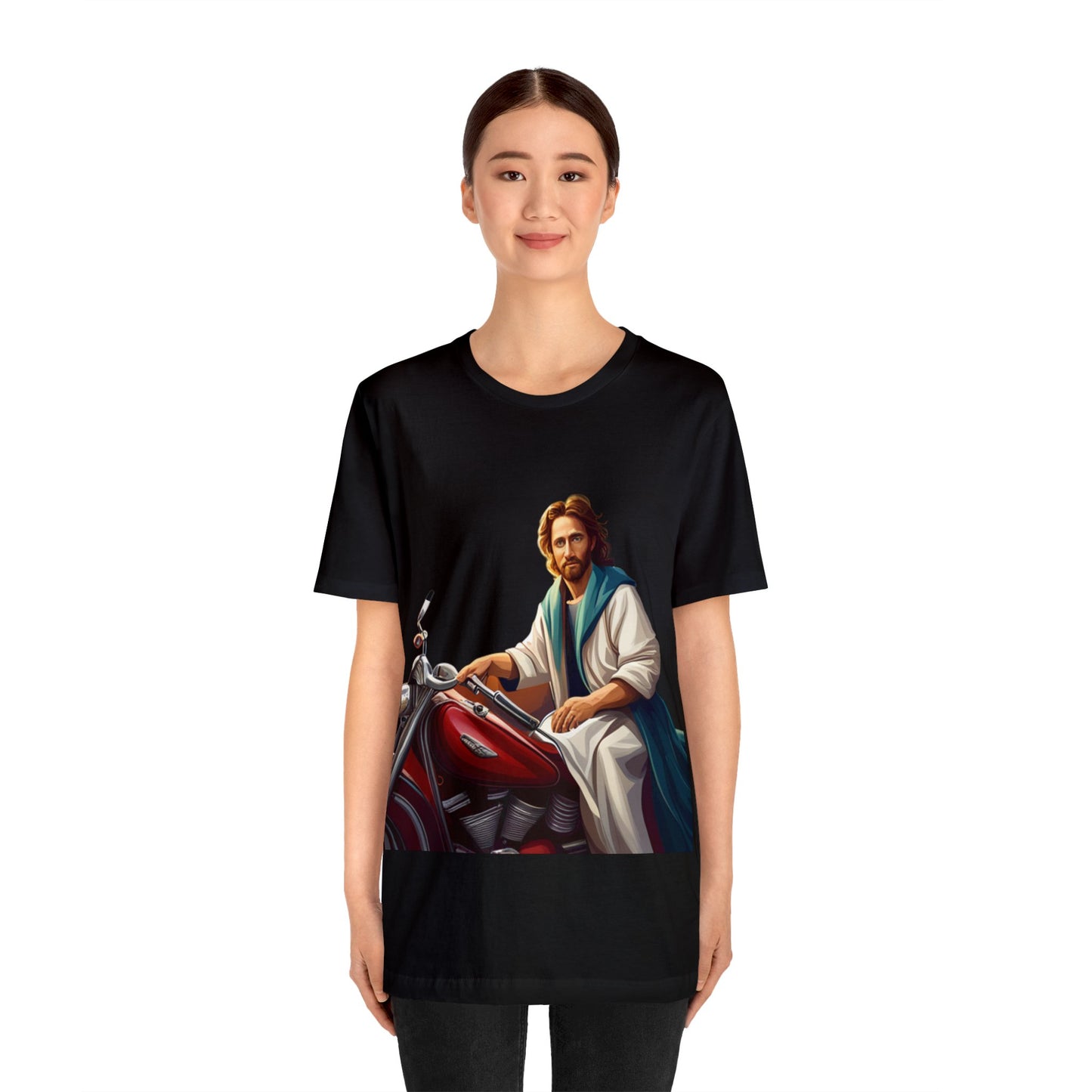 Jesus Takes Wheel Motorcycle Short Sleeve Tee