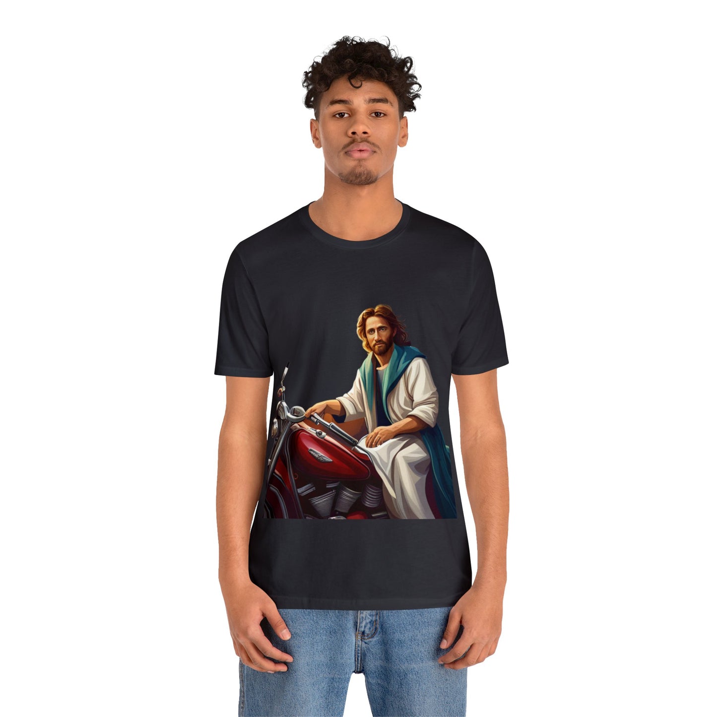 Jesus Takes Wheel Motorcycle Short Sleeve Tee