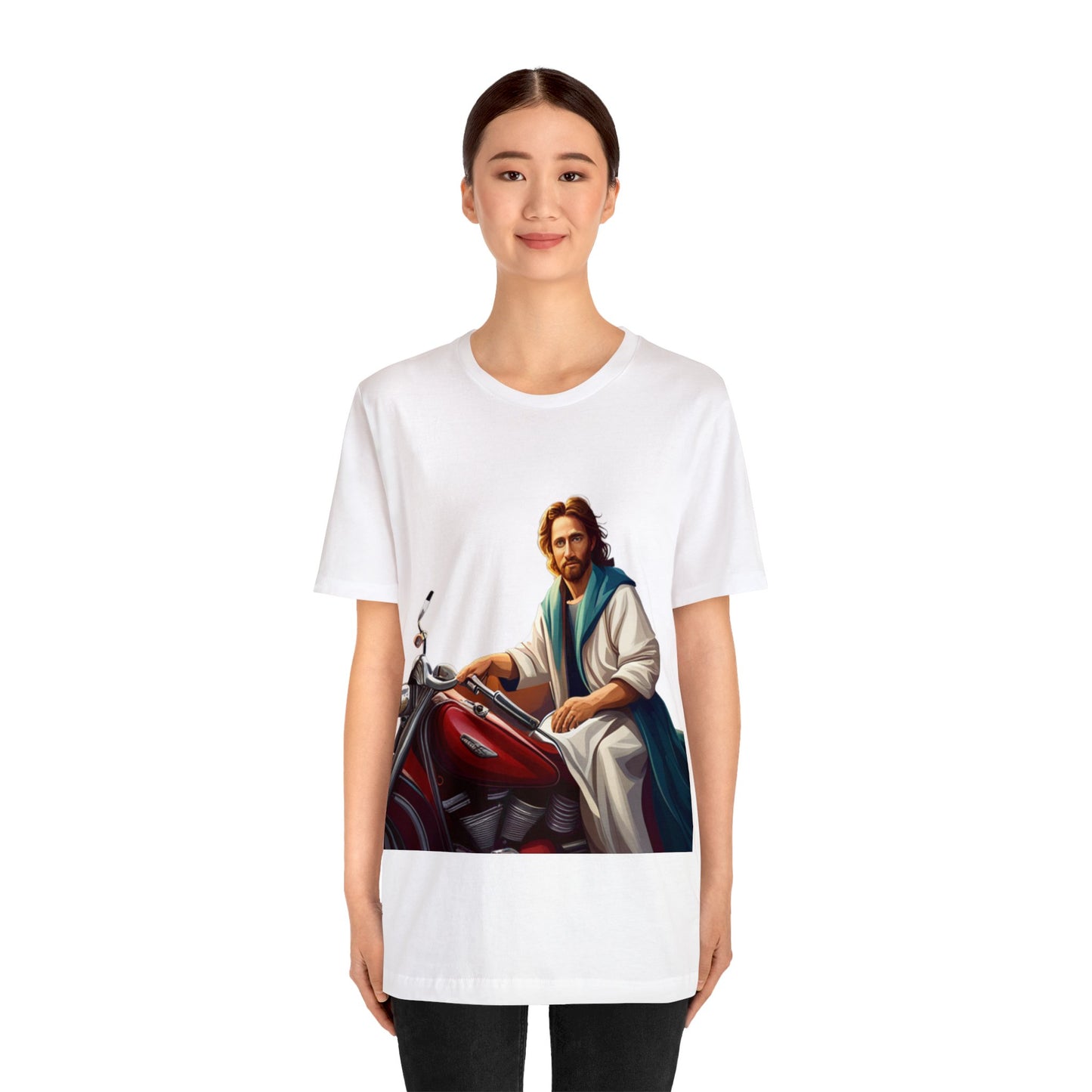 Jesus Takes Wheel Motorcycle Short Sleeve Tee