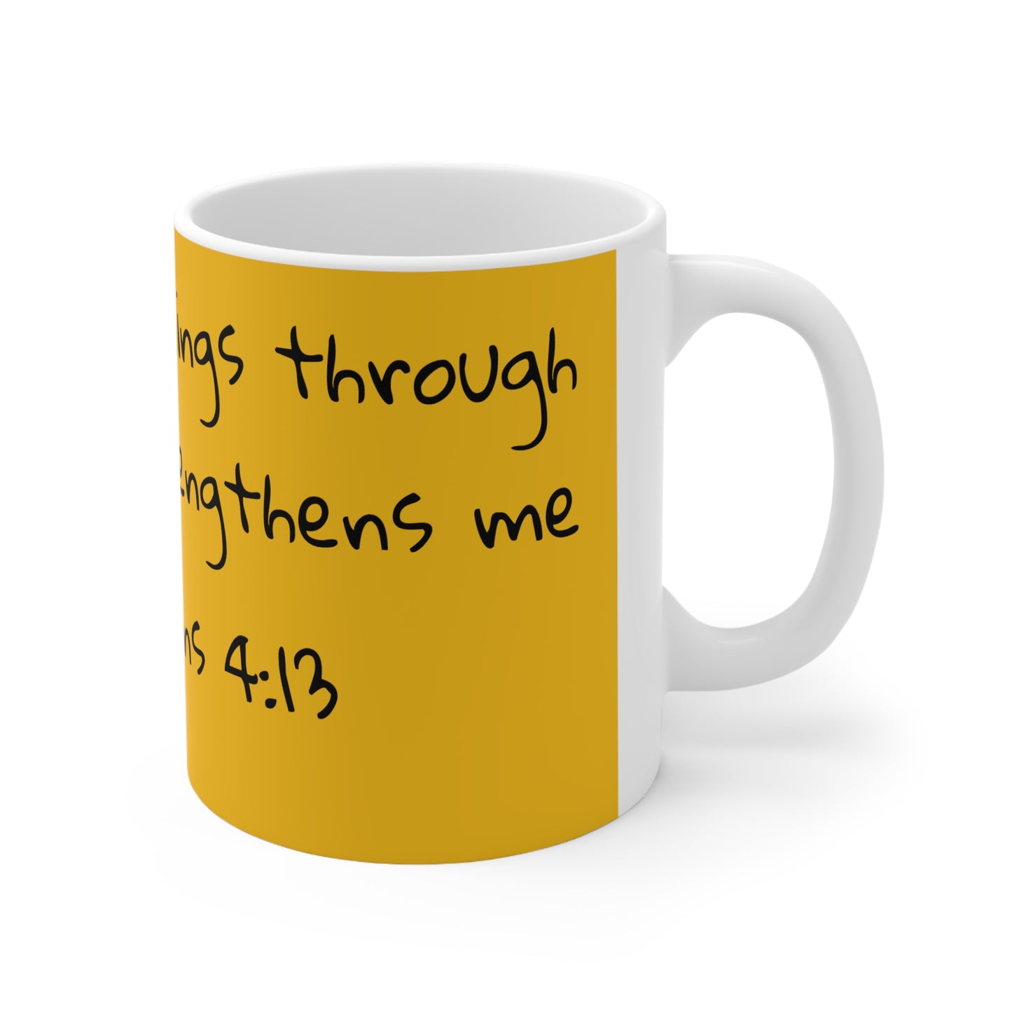 Yellow Philippians 4:13 Ceramic Mug 11oz