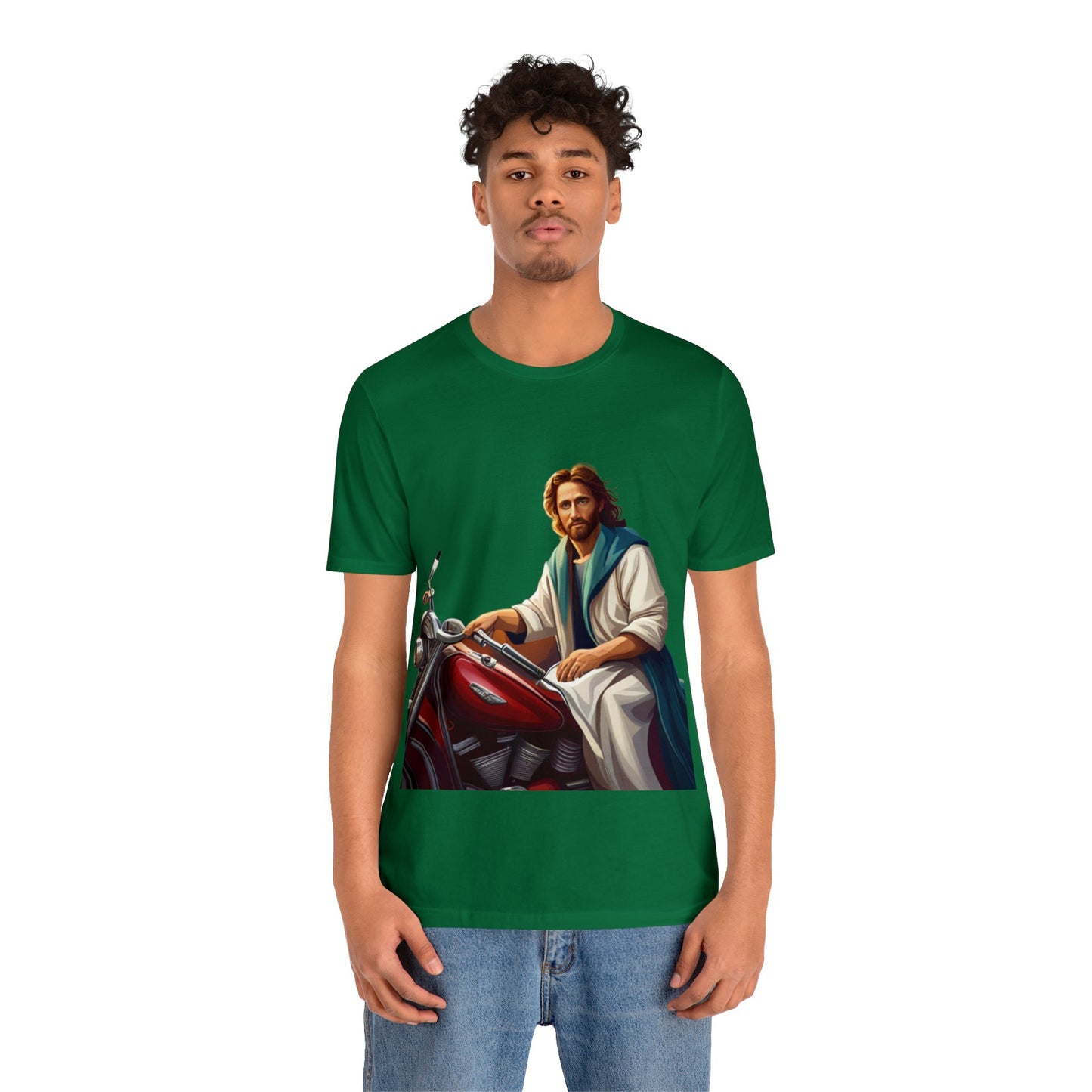 Jesus Takes Wheel Motorcycle Short Sleeve Tee