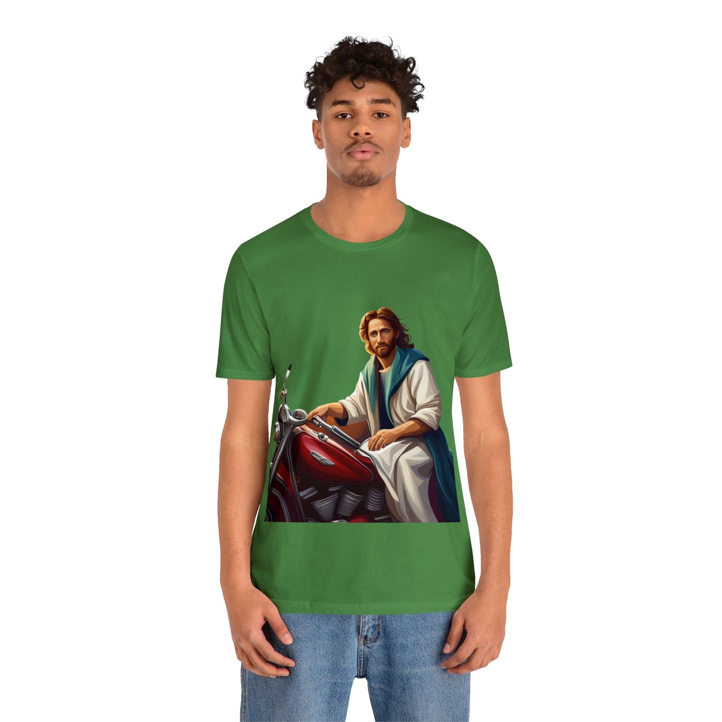 Jesus Takes Wheel Motorcycle Short Sleeve Tee