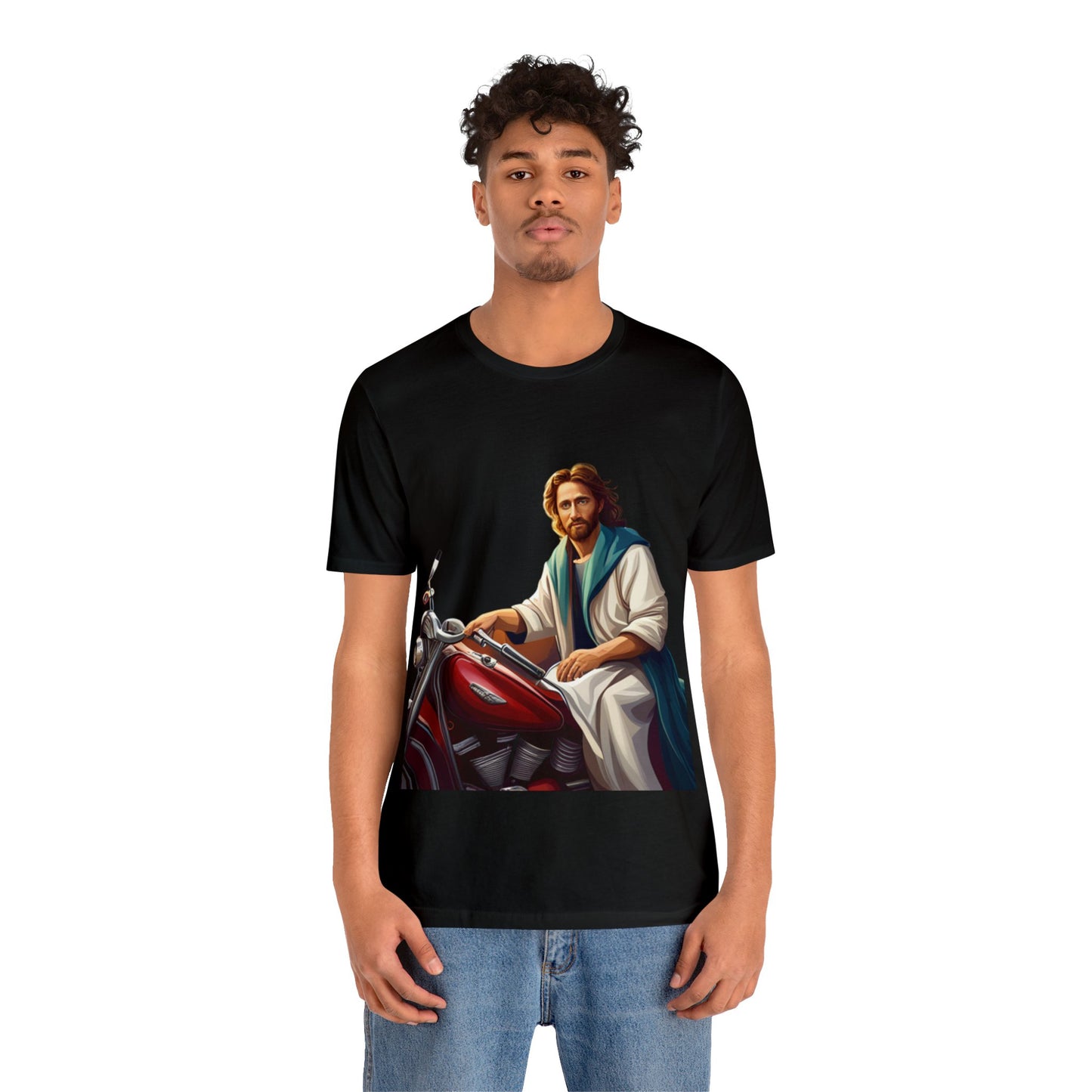 Jesus Takes Wheel Motorcycle Short Sleeve Tee