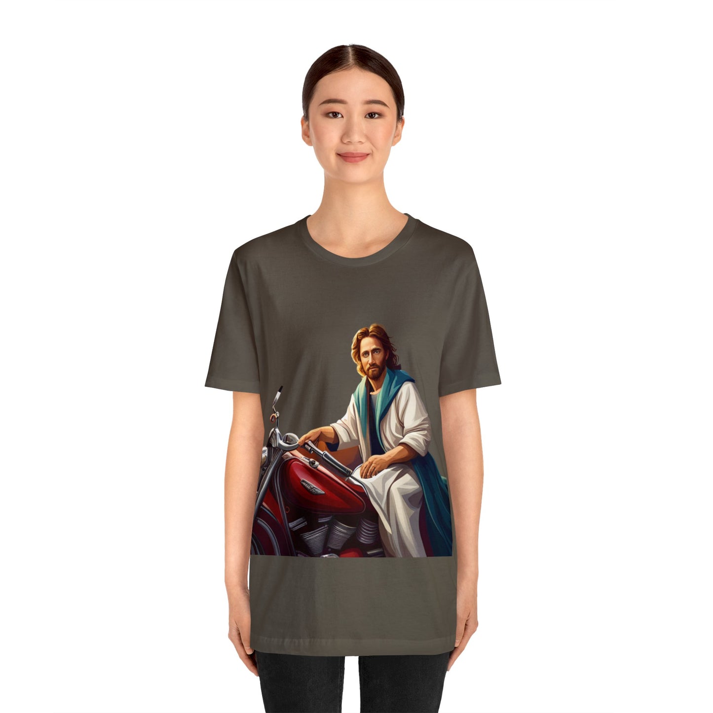 Jesus Takes Wheel Motorcycle Short Sleeve Tee