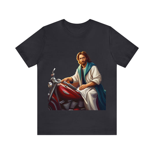 Jesus Takes Wheel Motorcycle Short Sleeve Tee