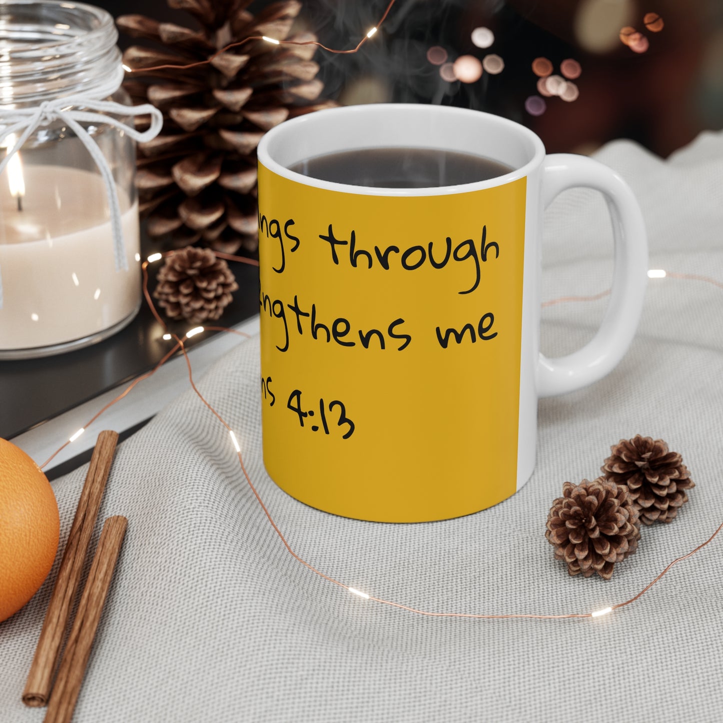 Yellow Philippians 4:13 Ceramic Mug 11oz