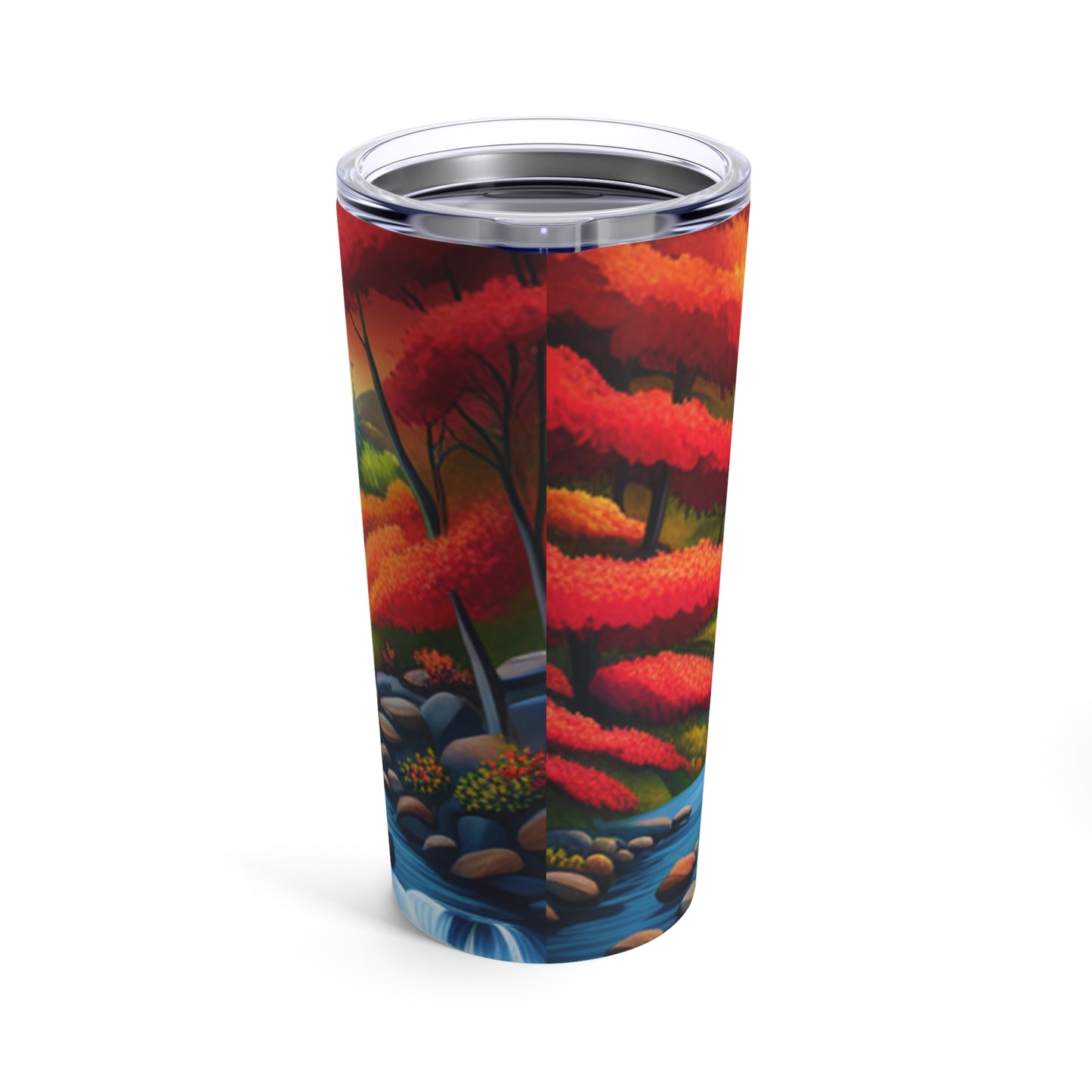 Heavenly Waterfall with cardinals flying in the distance 20oz Tumbler